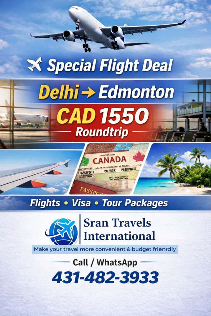 Special Flight Deal from Delhi to Edmonton
