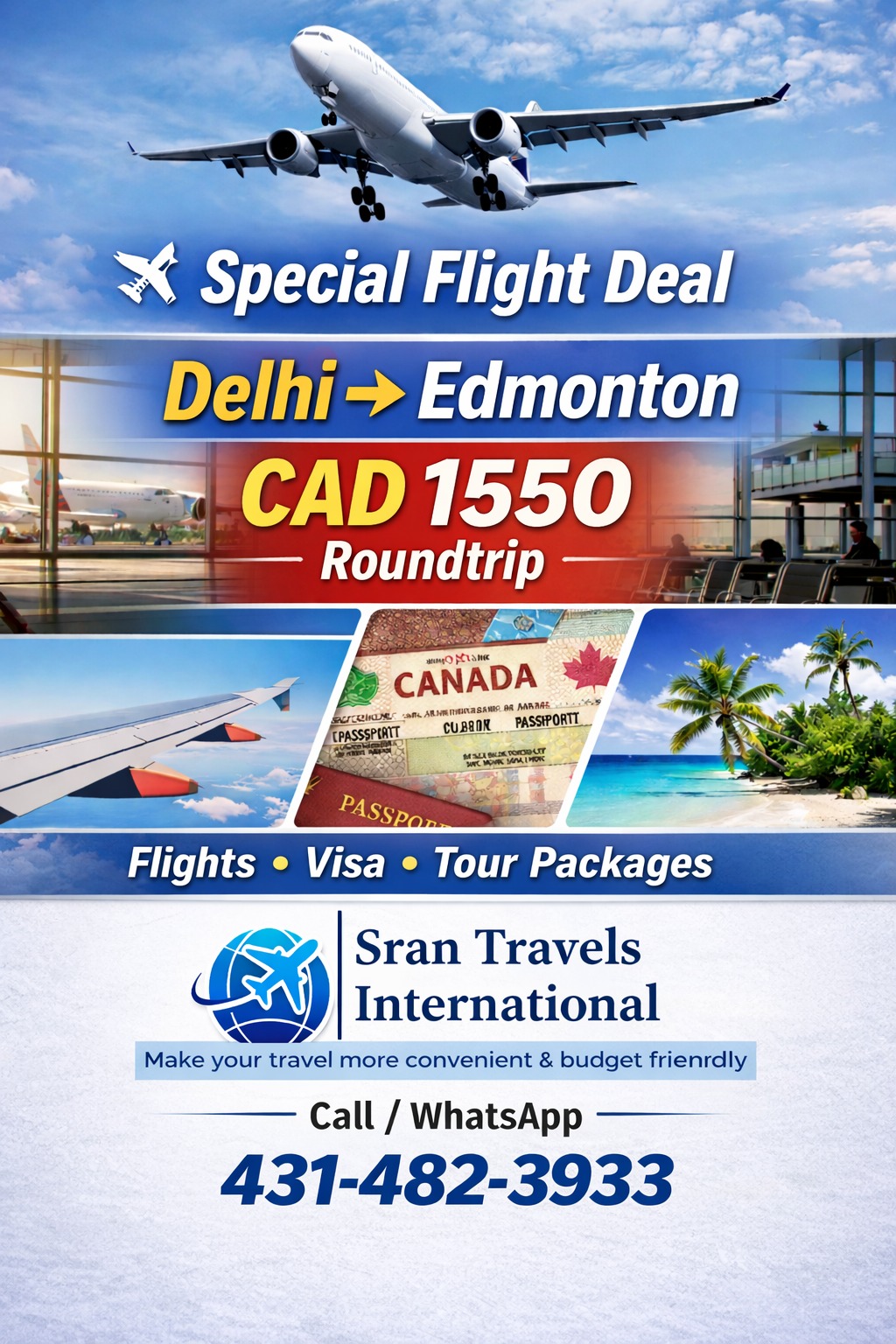 Special Flight Deal from Delhi to Edmonton