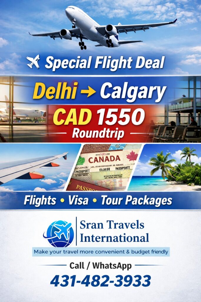 Special Flight Deals from Delhi India to Calgary Canada