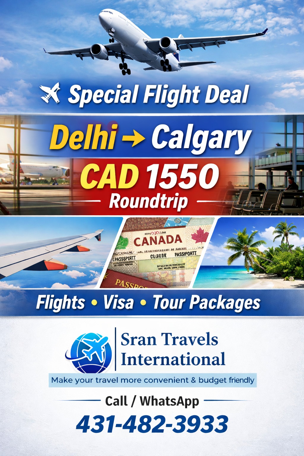 Special Flight Deals from Delhi India to Calgary Canada