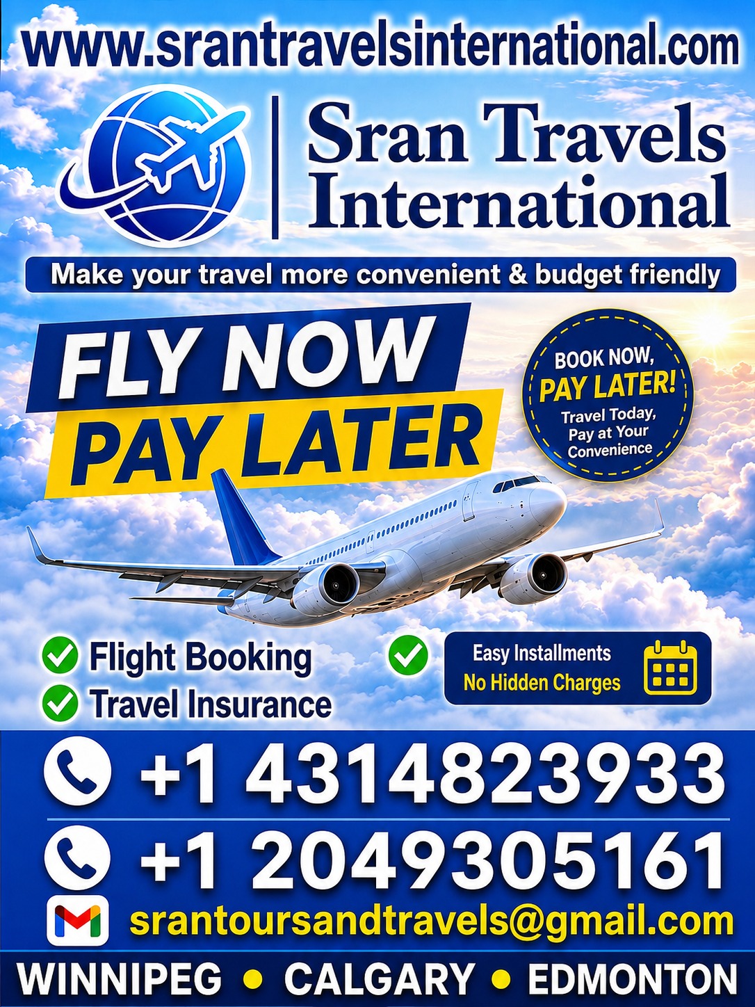 Fly Now Pay Later by Sran Travels International